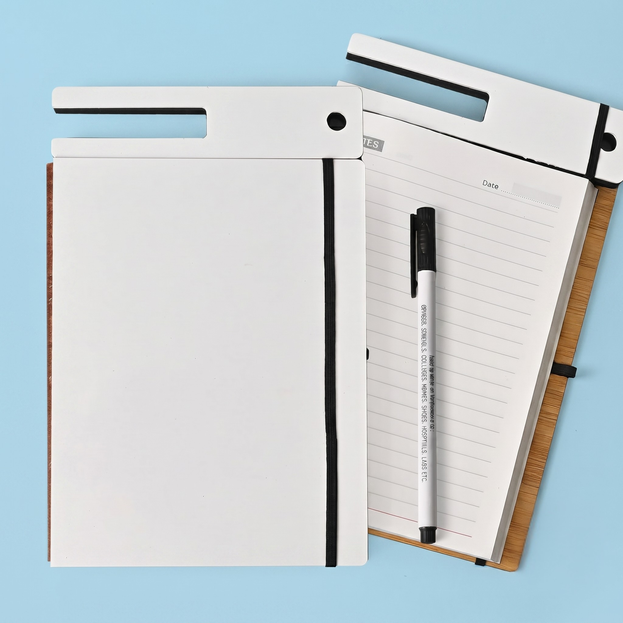 Wooden White Board Diary with Marker | 200 Pages Notebook with Wooden Base, Mobile Stand & Pen Holder | Desk Planner for Office, Study & Home Use
