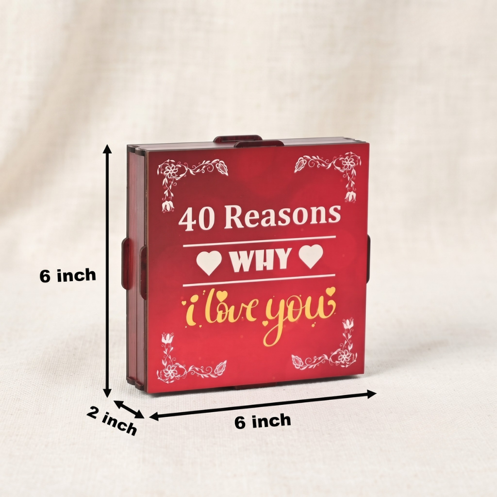40 Reasons Why I Love You Gift – Wooden Love Message Box for Couples | Romantic Anniversary, Valentine’s Day, Birthday Gift for Him & Her (Colorful)