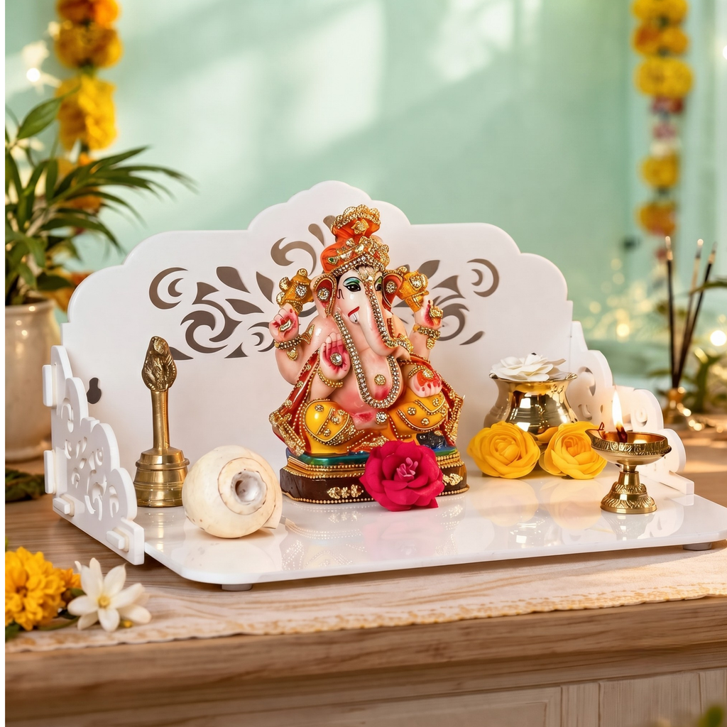 Acrylic Pooja Mandir for Home Wall | Small Temple for Office & Room | Indian Acrylic Temple for Table or Shelf | Compact DIY Mandir | 12x9x6 Inch | Classic Design