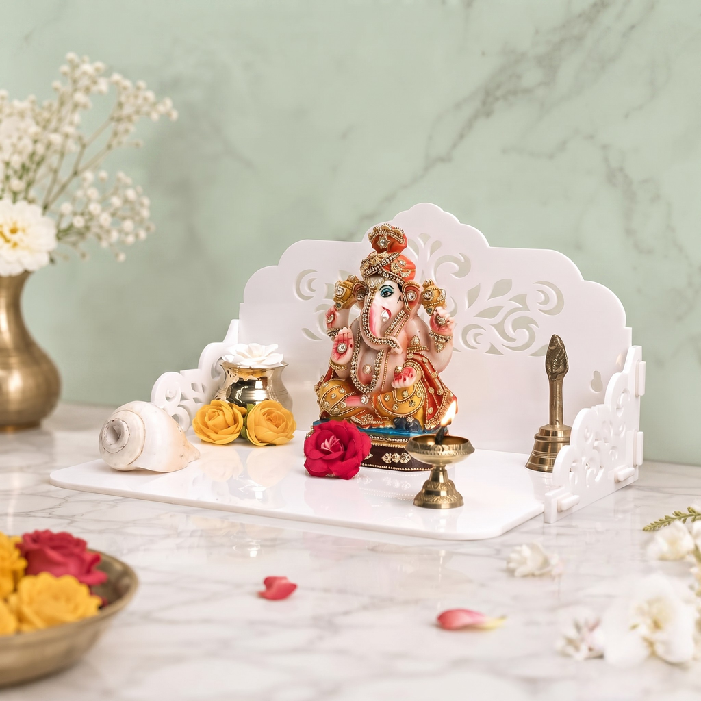 Acrylic Pooja Mandir for Home Wall | Small Temple for Office & Room | Indian Acrylic Temple for Table or Shelf | Compact DIY Mandir | 12x9x6 Inch | Classic Design