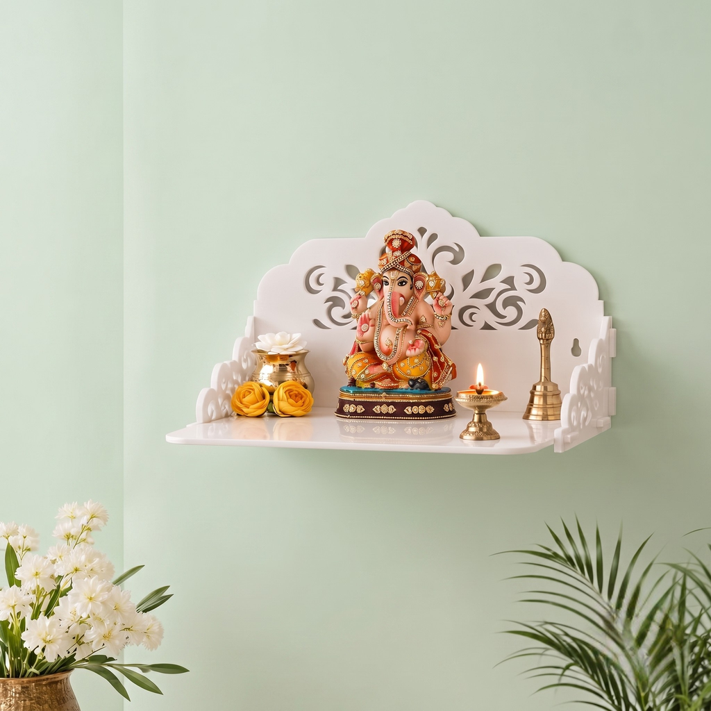 Acrylic Pooja Mandir for Home Wall | Small Temple for Office & Room | Indian Acrylic Temple for Table or Shelf | Compact DIY Mandir | 12x9x6 Inch | Classic Design