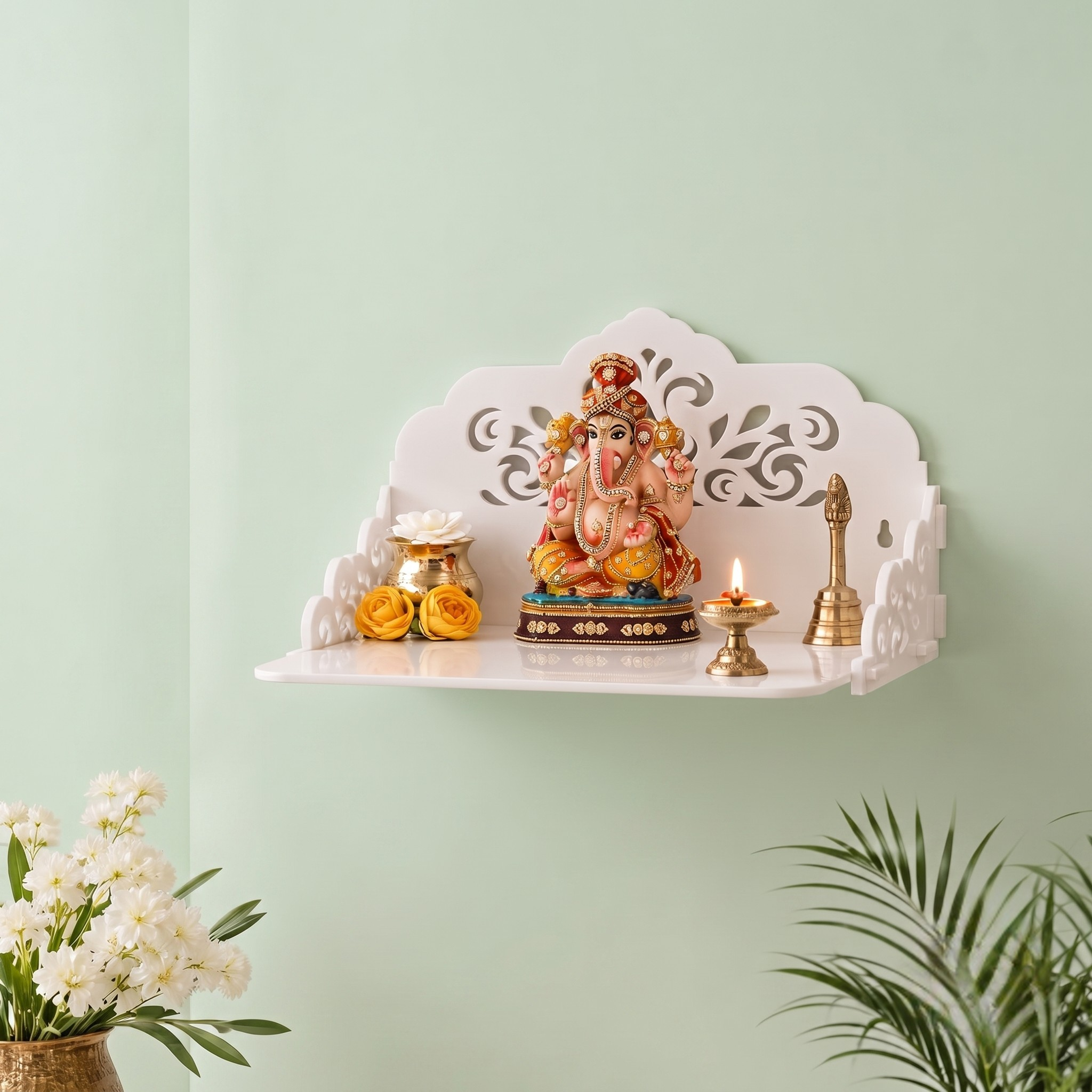Acrylic Pooja Mandir for Home Wall | Small Temple for Office & Room | Indian Acrylic Temple for Table or Shelf | Compact DIY Mandir | 12x9x6 Inch | Classic Design