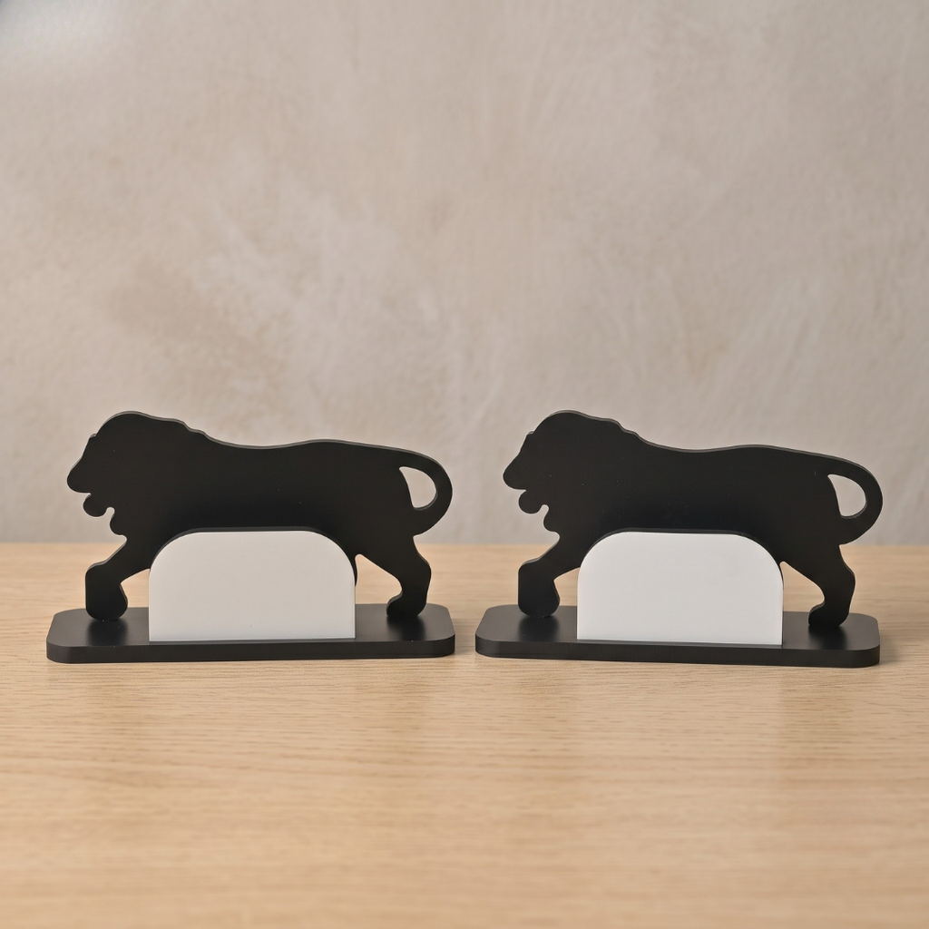 Wooden Make In India Themed Visiting card, Business Card, Name Card Holder, Desk Organizer for office Table, Decorative Lion Visiting Card Holder, Gear Pattern Design
