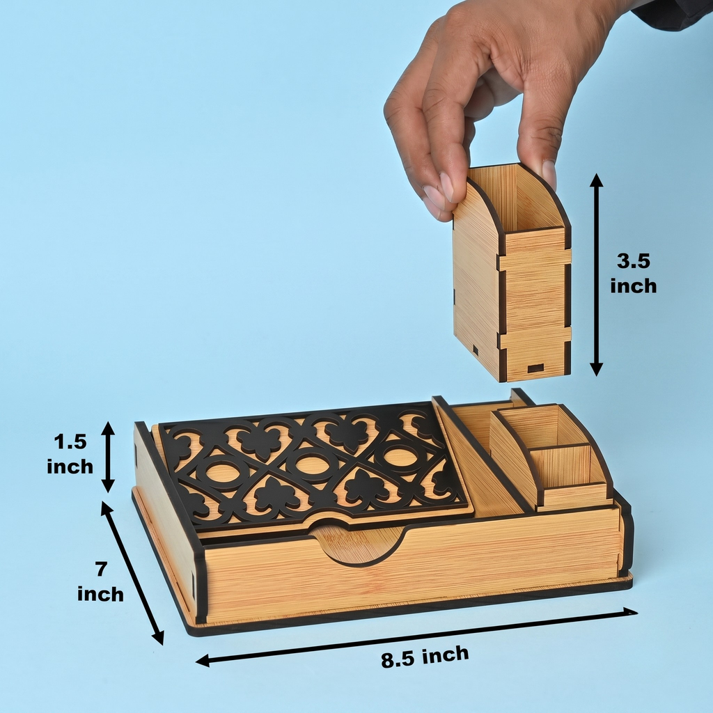 Tissue Paper Holder for Dining Table with Toothpick Holder Designer 5 Compartment Dining Table Accessories for Home Decor and Hotels Wooden Decorative Items for Kitchen(ecofriendly) Dark Wood