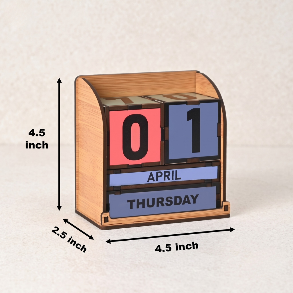 Wooden Perpetual Colorful Cube Calendar 2026 | GKD Table Calendar for Office & Home | Reusable Wooden Block | Ideal New Year Gift & Desk Décor
