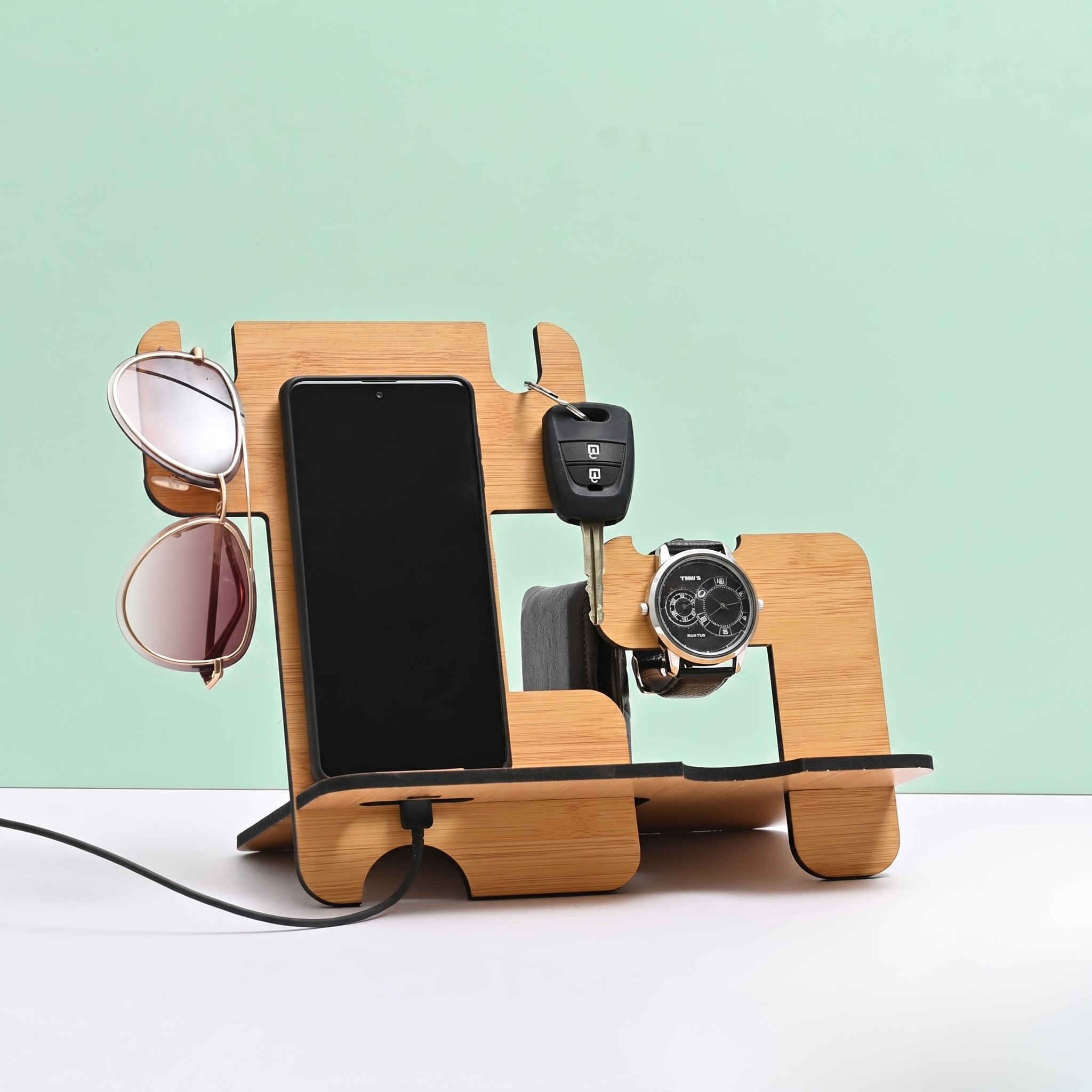 Desk Organizer (5 in 1) with Mobile Stand thoughtful gifts for men anniversary gift for husband birthday gift for brother gift for boyfriend rakhi gift for brother Ecofriendly