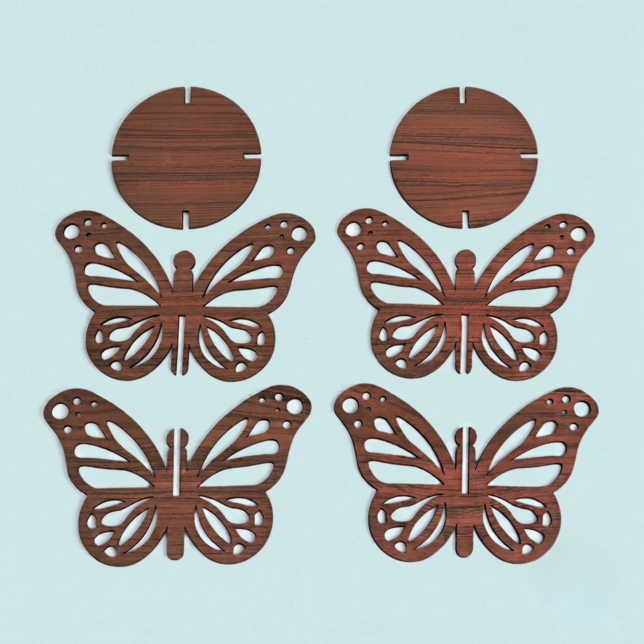 Diya Stand Wooden Butterfly Deepam Stand Handcrafted Diya Set for Pooja Decoration Items Also Candle and Lanterns Decoration Items for Home Decor Mandir and Temple Decor (Dark Wood)