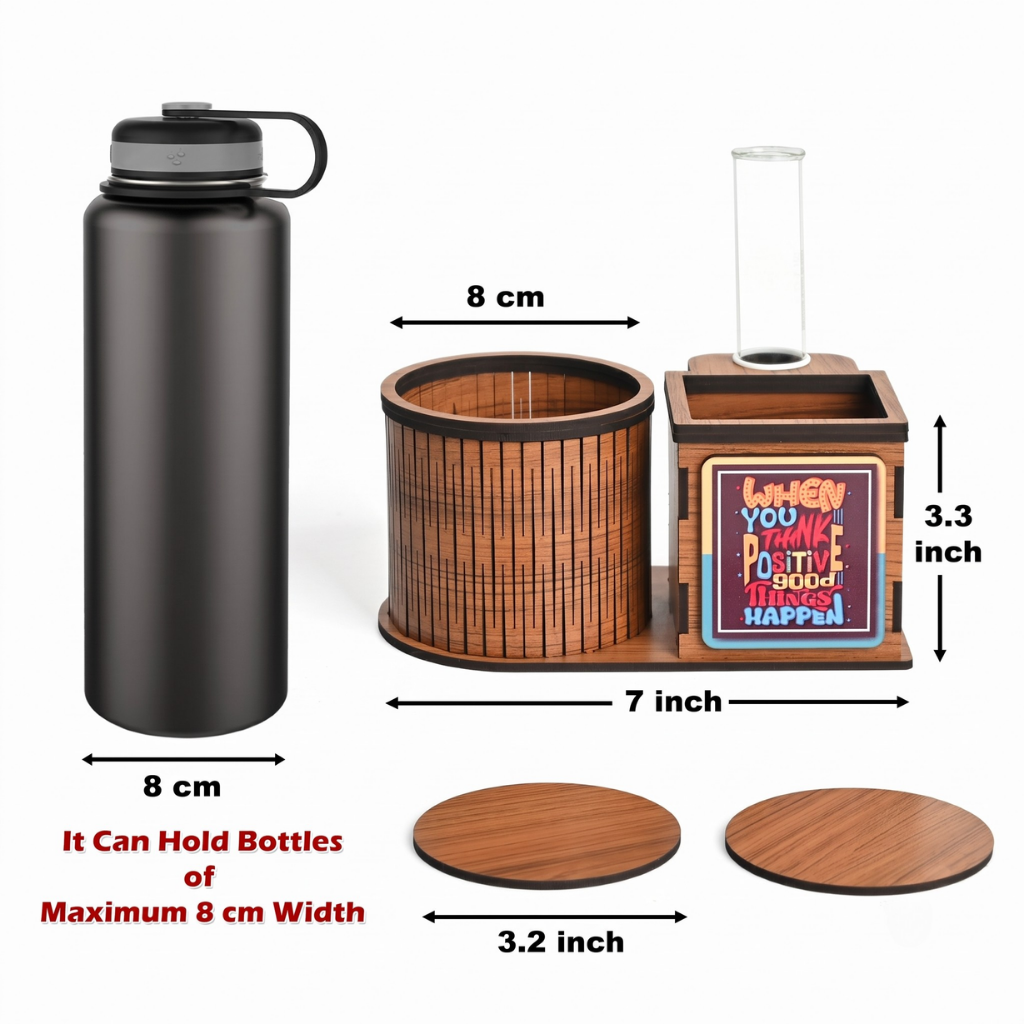 Multifunctional MDF Desk Organizer: Combined Bottle Caddy and Customizable Stationary Stand