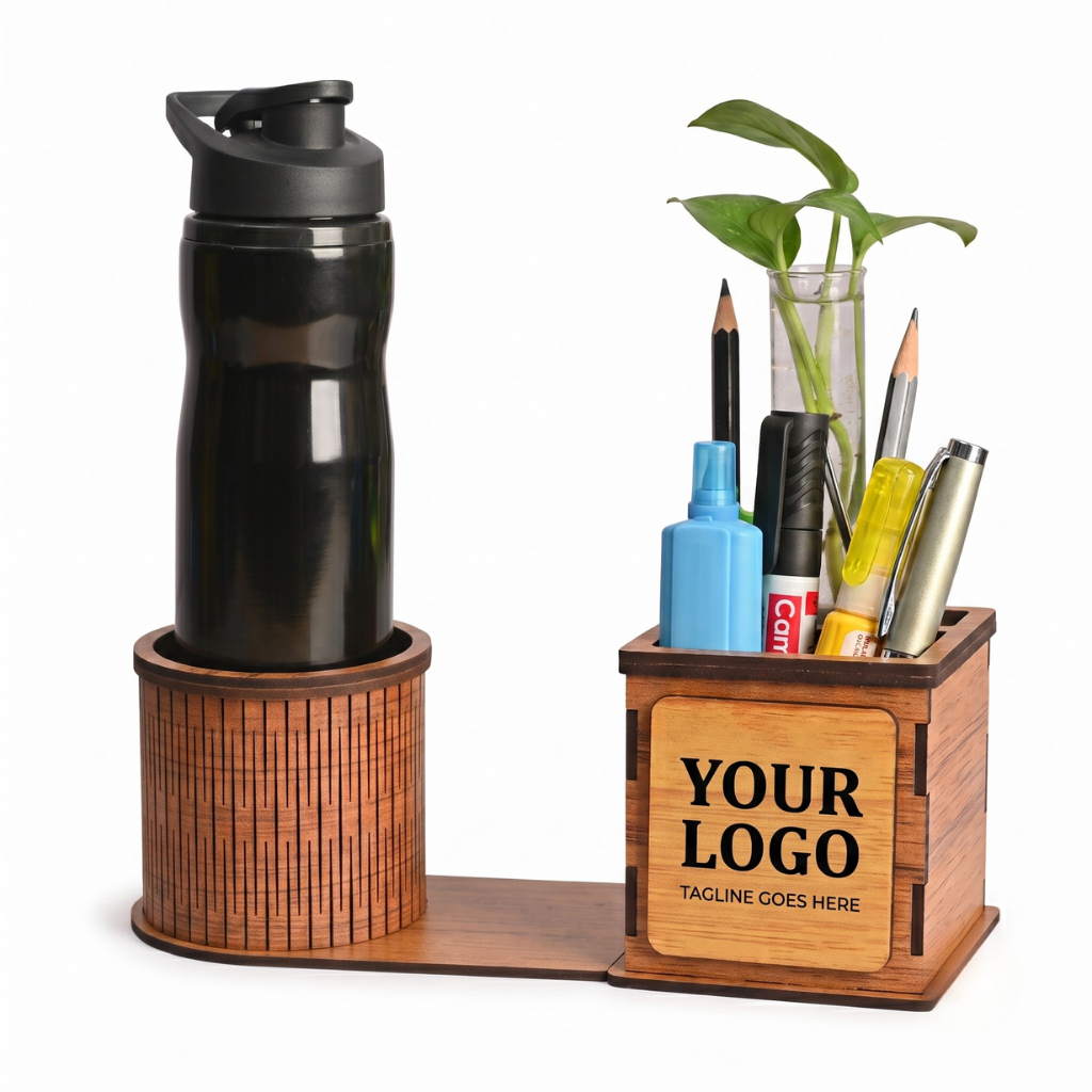 Multifunctional MDF Desk Organizer: Combined Bottle Caddy and Customizable Stationary Stand