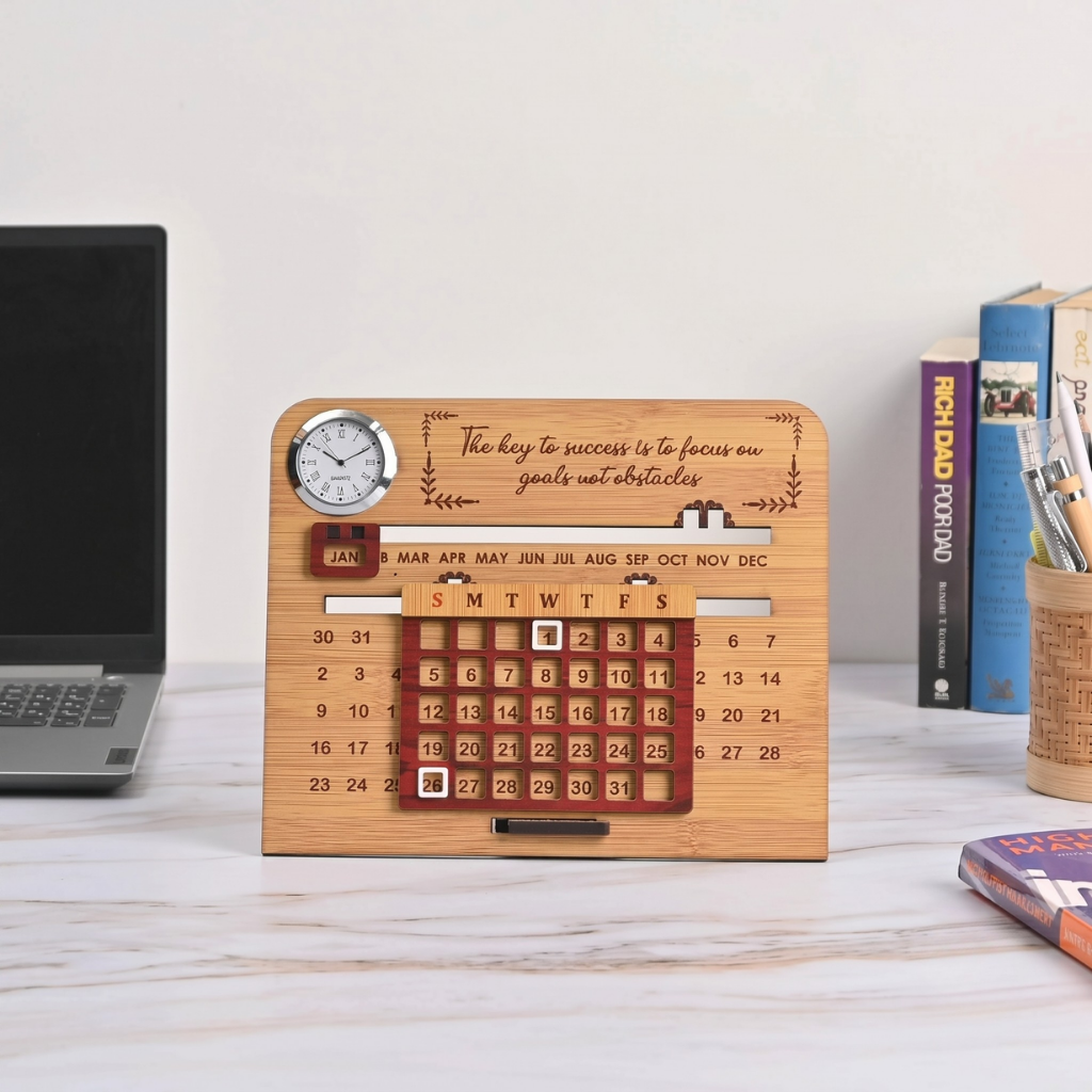 Wooden Lifetime Motivational Quote Desk Calendar | Table Calendar For Office & Home | Eco Friendly
