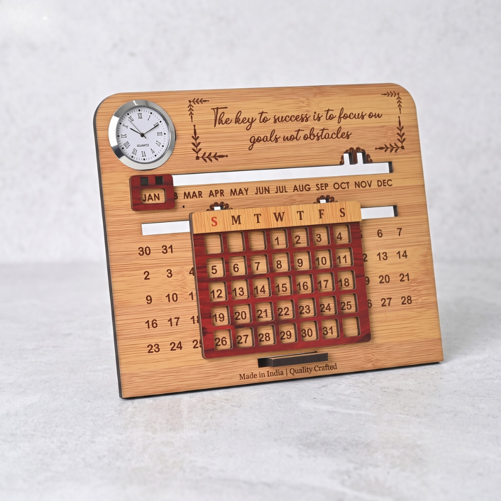 Wooden Lifetime Motivational Quote Desk Calendar | Table Calendar For Office & Home | Eco Friendly