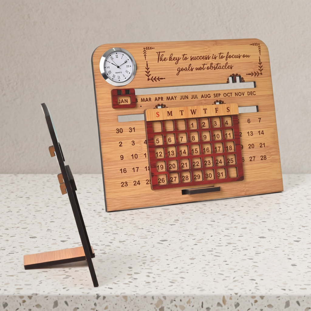 Wooden Lifetime Motivational Quote Desk Calendar | Table Calendar For Office & Home | Eco Friendly
