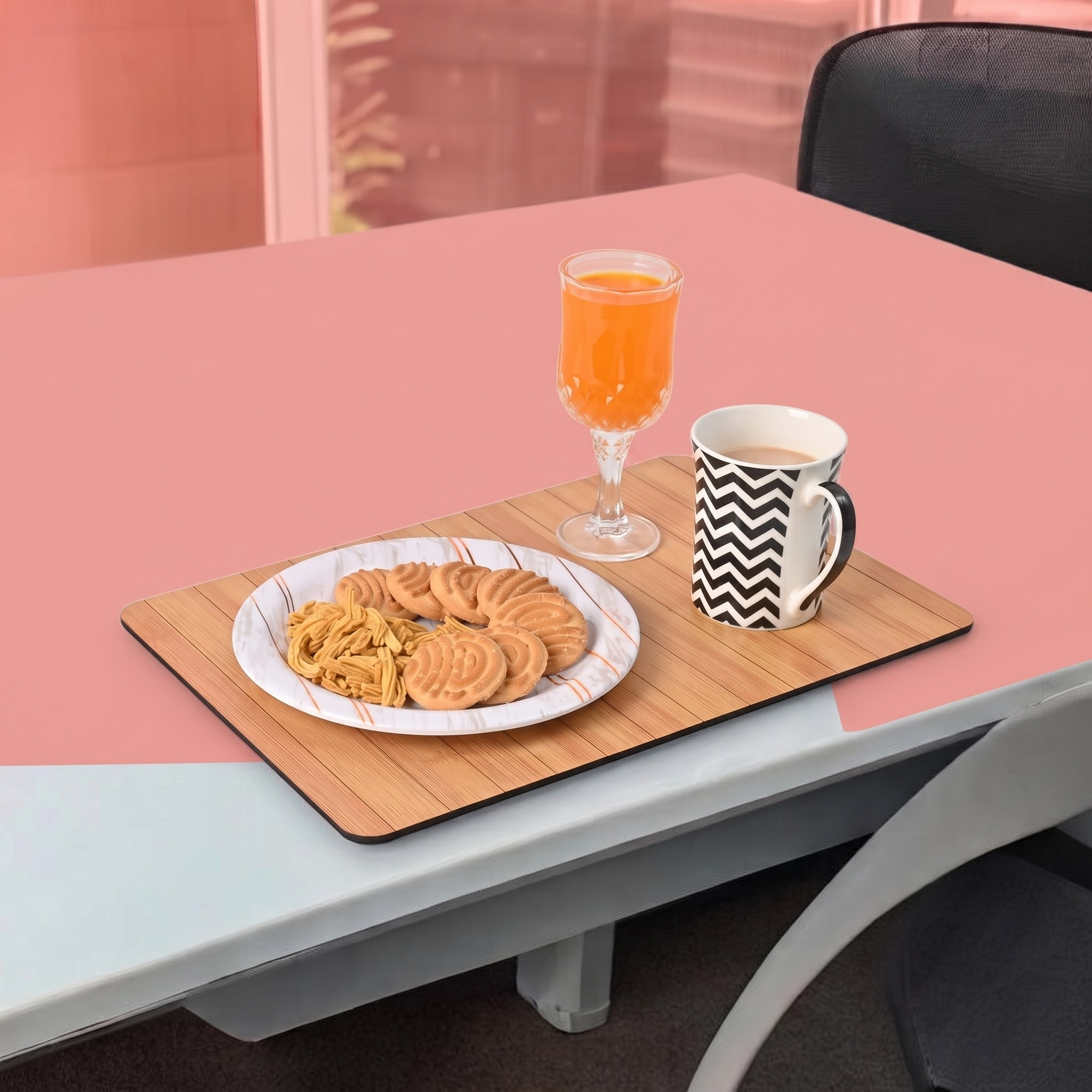 Sofa Armrest Rectangular Tray Table | Bamboo Finish Couch Arm Table | Non-Slip Tray for Remote, Snacks, Coffee | Compact & Foldable | 15x10 Inch | Made in India (Medium)