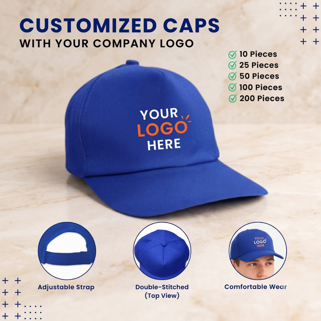 Royal Blue Customized Caps | Customized With Your Company Logo (Matty Fabric)