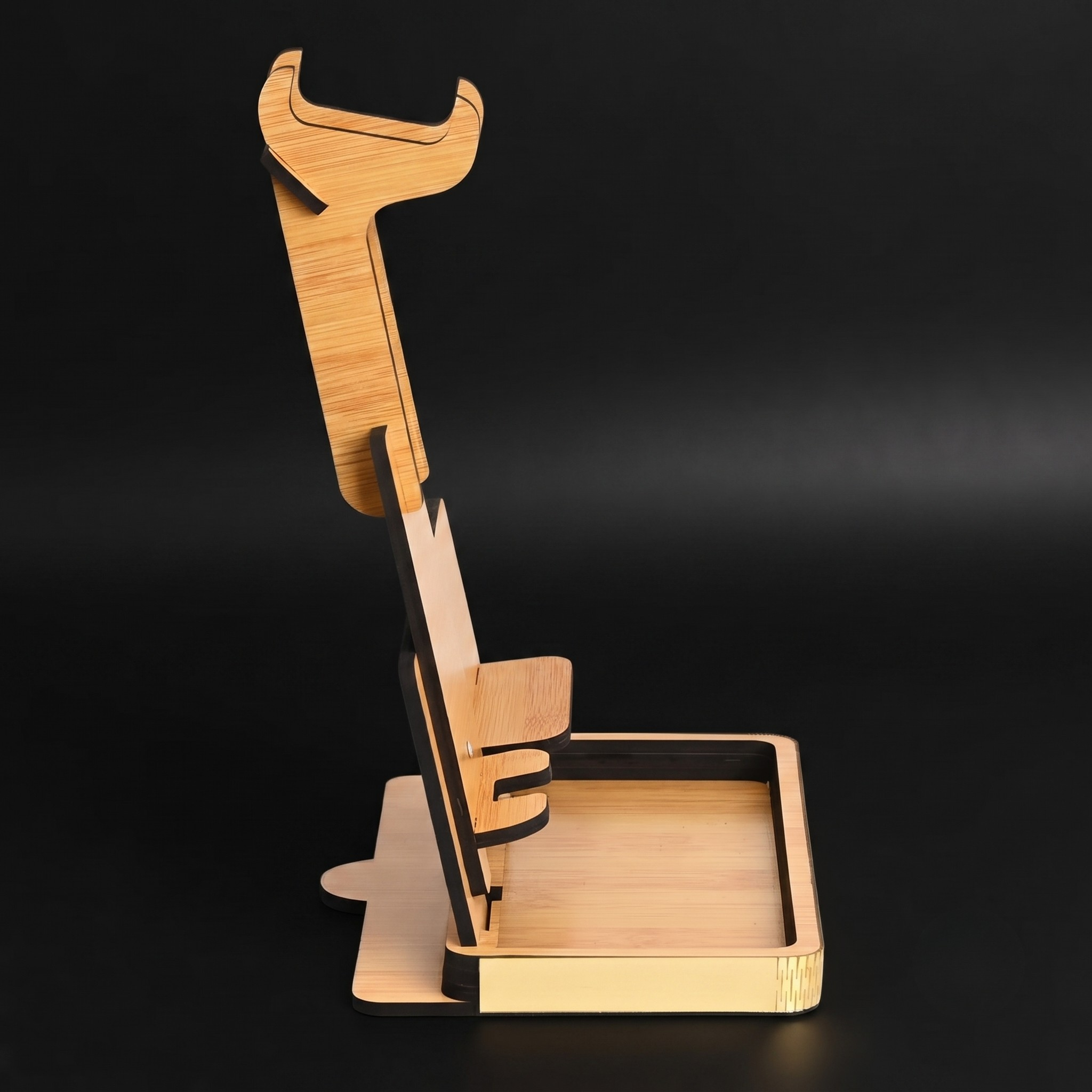 Headphone Stand for Desk Wooden Headphone Holder for Gamers Music Lovers, Portable Desk Organizer with Mobile Phone Stand Rakshabandhan Gift for Brother and Sister (Bamboo ecofriendly)