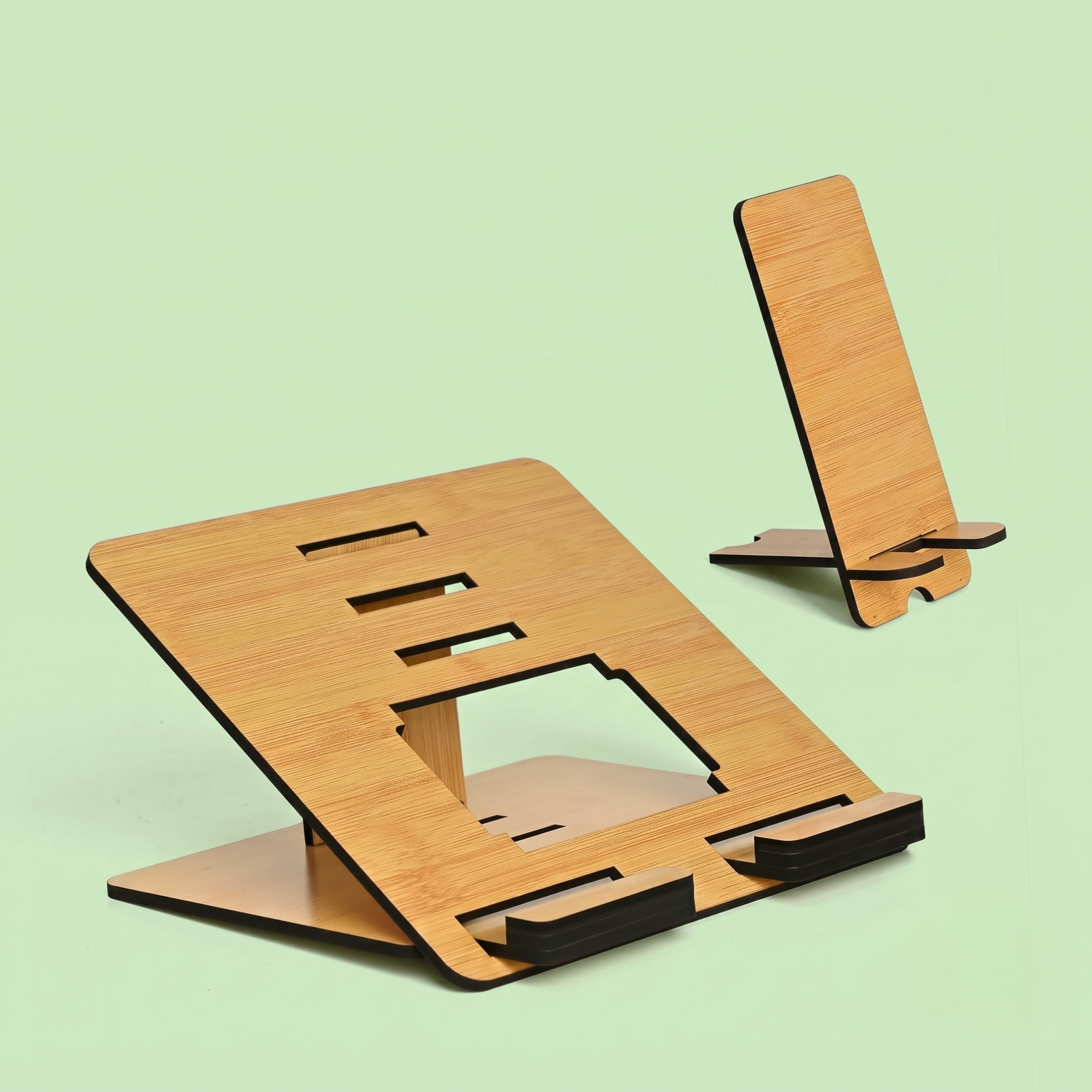 Desks All-in-1 Table Top for Laptop With Mouse Pad & Desk Organizer Coaster Wooden Floor and Desk Stand Rotatable Laptop Stand with Adjustable Height Compatible with Universal Laptops (Brown)