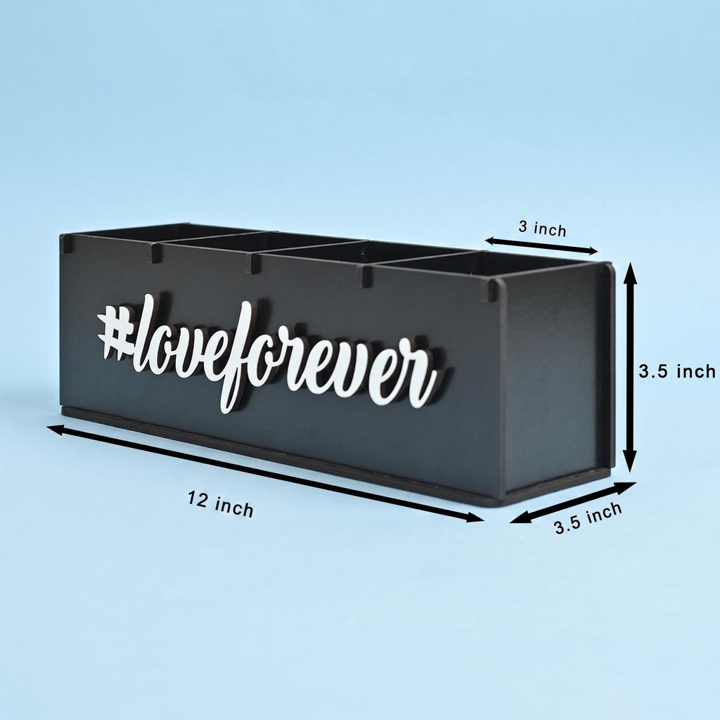 Makeup Box Desk Organizer for Girls makeup storage box & unique gifts for girls 4 compartment cosmetic organizer (Brush Nail polish Lipsticks)(Eco Friendly Plastic Free) (Love Forever)