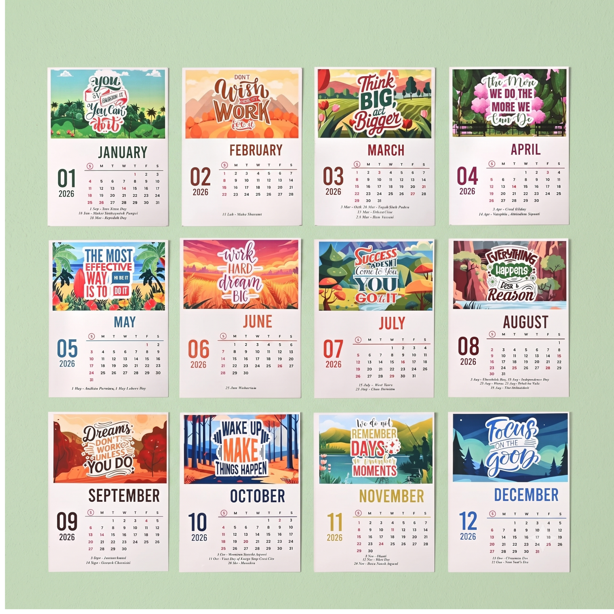 Desk Calendar 2026 with Wooden Stand | Indian Regional Theme Table Calendar | 12 Months Calendar | Premium MDF Wooden Easel Stand | Office Desk Decor | Home & Office Planner (Regional Calendar)