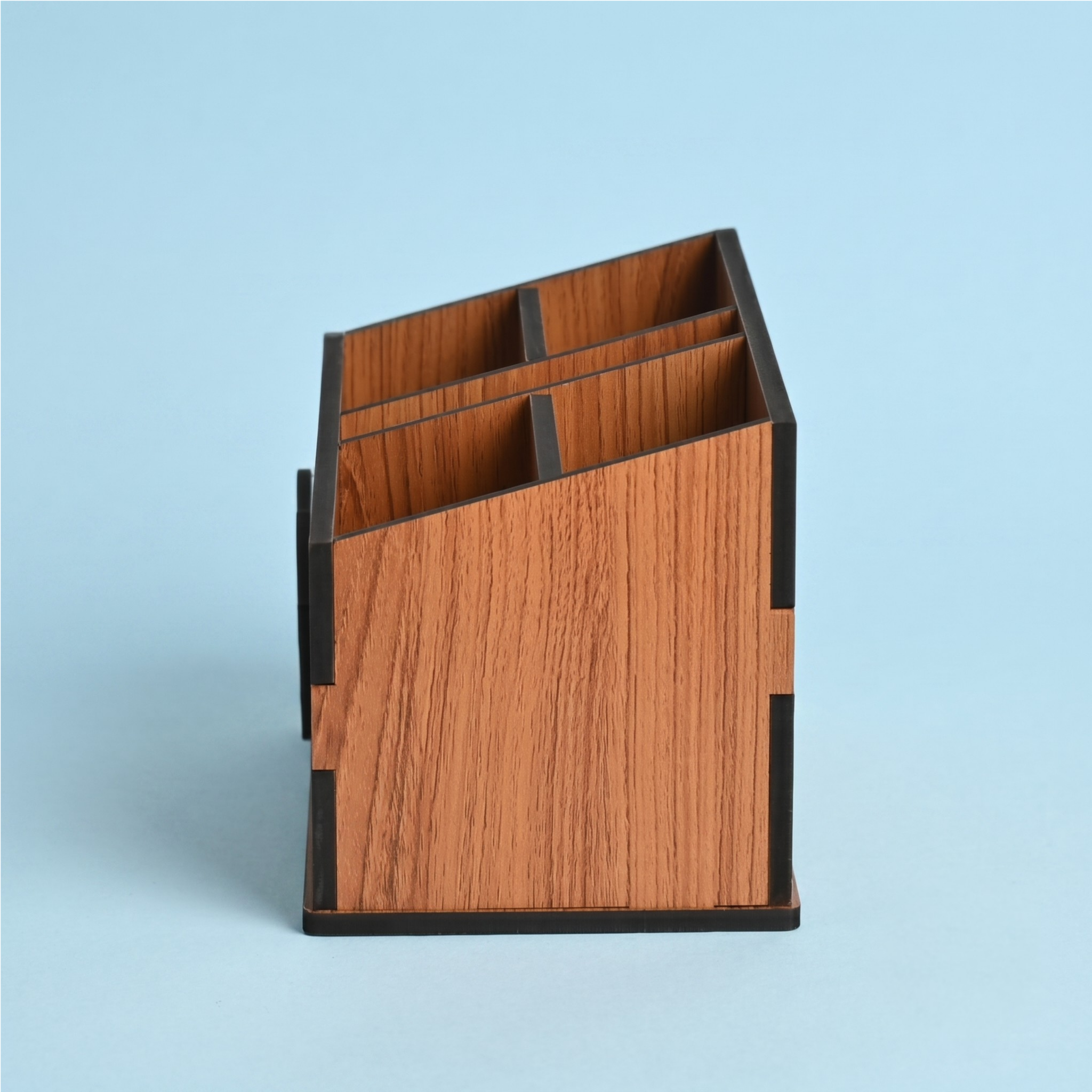 Remote Stand with 5 Sections | Wooden Remote Holder for Living Room, TV, and AC | Stationary Organizer | 5 in 1 | Ideal for Home and Office, Housewarming Gift (Brown Butterfly)