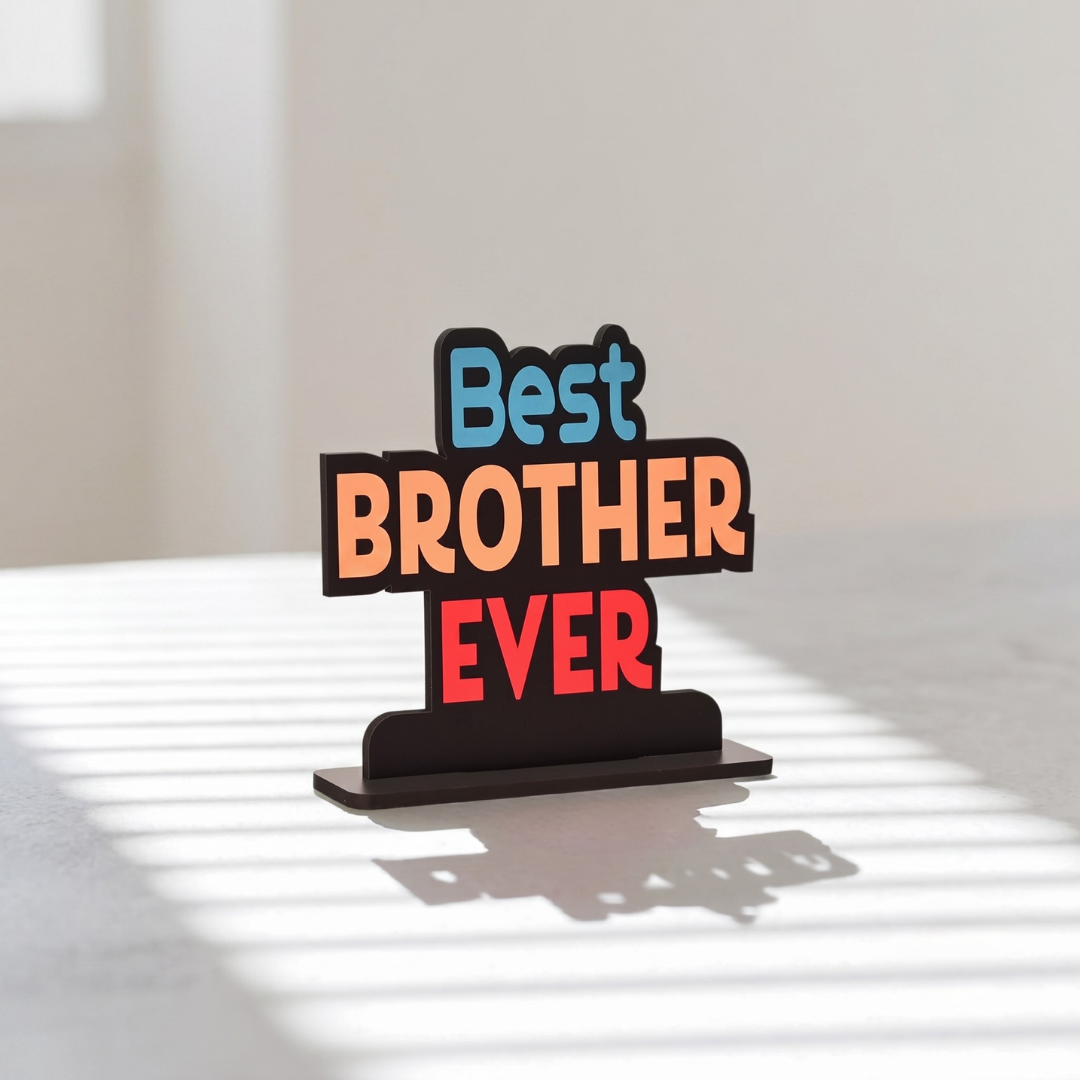 Best Brother Ever Wooden Table Top Showpiece | Rakhi Gift for Brother | Raksha Bandhan Gift | Desk Decor | Gifts for Bhai | Birthday Wishes For Bro