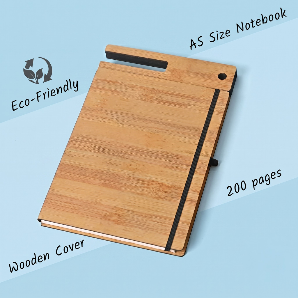 Wooden Diary with Mobile Holder & Pen Stand | Executive Notebook | Useful Gift For Office, Corporate Gift & Personal Use (Bamboo)