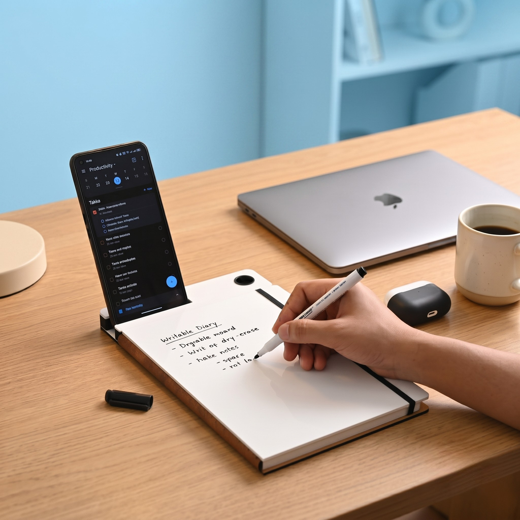 Wooden Diary with Mobile Holder & Pen Stand | Executive Notebook | Useful Gift For Office, Corporate Gift & Personal Use (Bamboo)