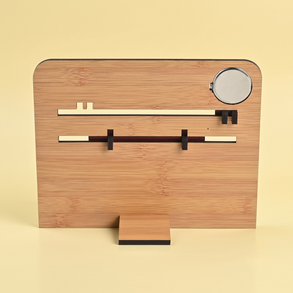 Wooden Lifetime Desk Calendar with Clock | Slide Calendar for Home & Office | Reusable Perpetual Calendar 2026 with Date Highlighter, Quote & Stand | Motivational Quote (Key - Clock)