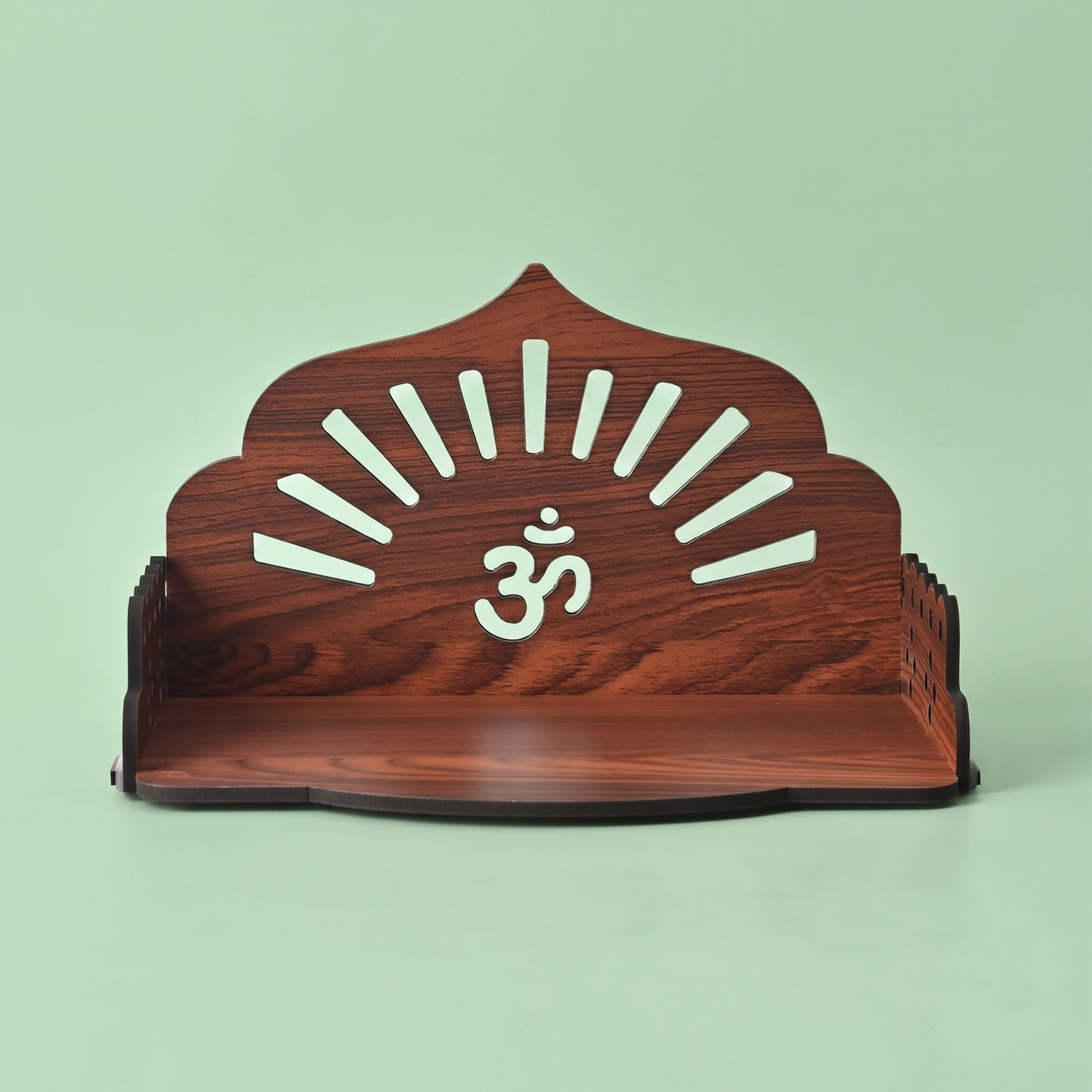 Wooden Pooja Mandir for Home | Wall Hanging or Tabletop Temple for Office, Flat, or Room | Small Indian Wooden Temple Shelf | Compact DIY OM Mandir | 10x6x6.5 Inch