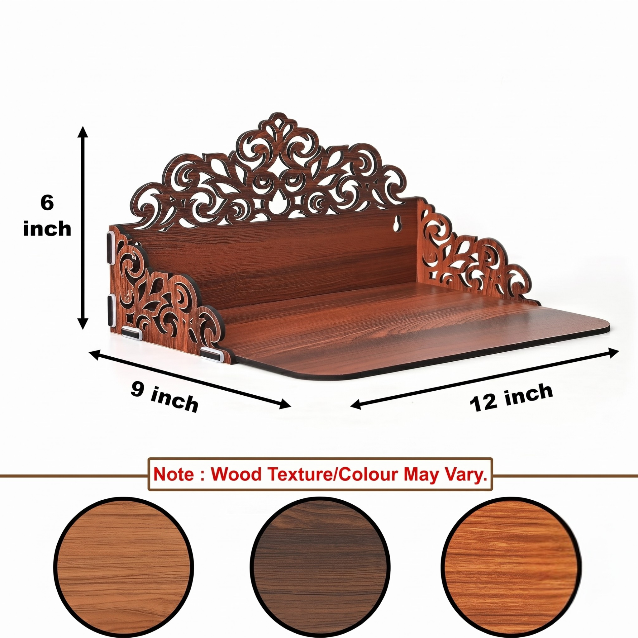 Wooden Pooja Mandir for Home Wall | Small Temple for Office & Room | Indian Wooden Temple for Table or Shelf | Compact DIY Mandir | 12x9x6 Inch | Classic Design