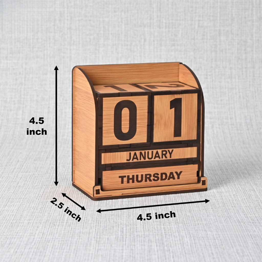 Wooden Perpetual Cube Calendar 2026 | GKD Table Calendar Desk Organizer for Office & Home | Reusable Wooden Block | Ideal New Year Gift & Desk Décor (Cube Calendar)