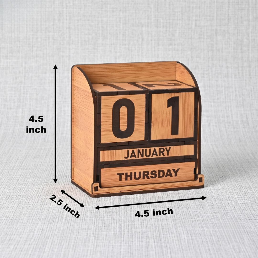 Wooden Perpetual Cube Calendar 2026 | GKD Table Calendar Desk Organizer for Office & Home | Reusable Wooden Block | Ideal New Year Gift & Desk Décor (Cube Calendar)