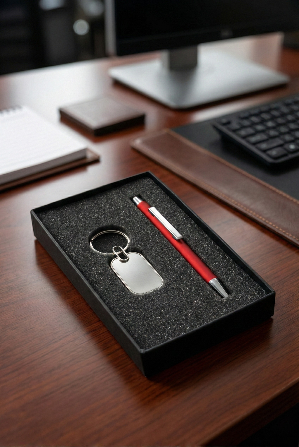 Classic Corporate Branding Gift Set – Customized Pen & Keychain