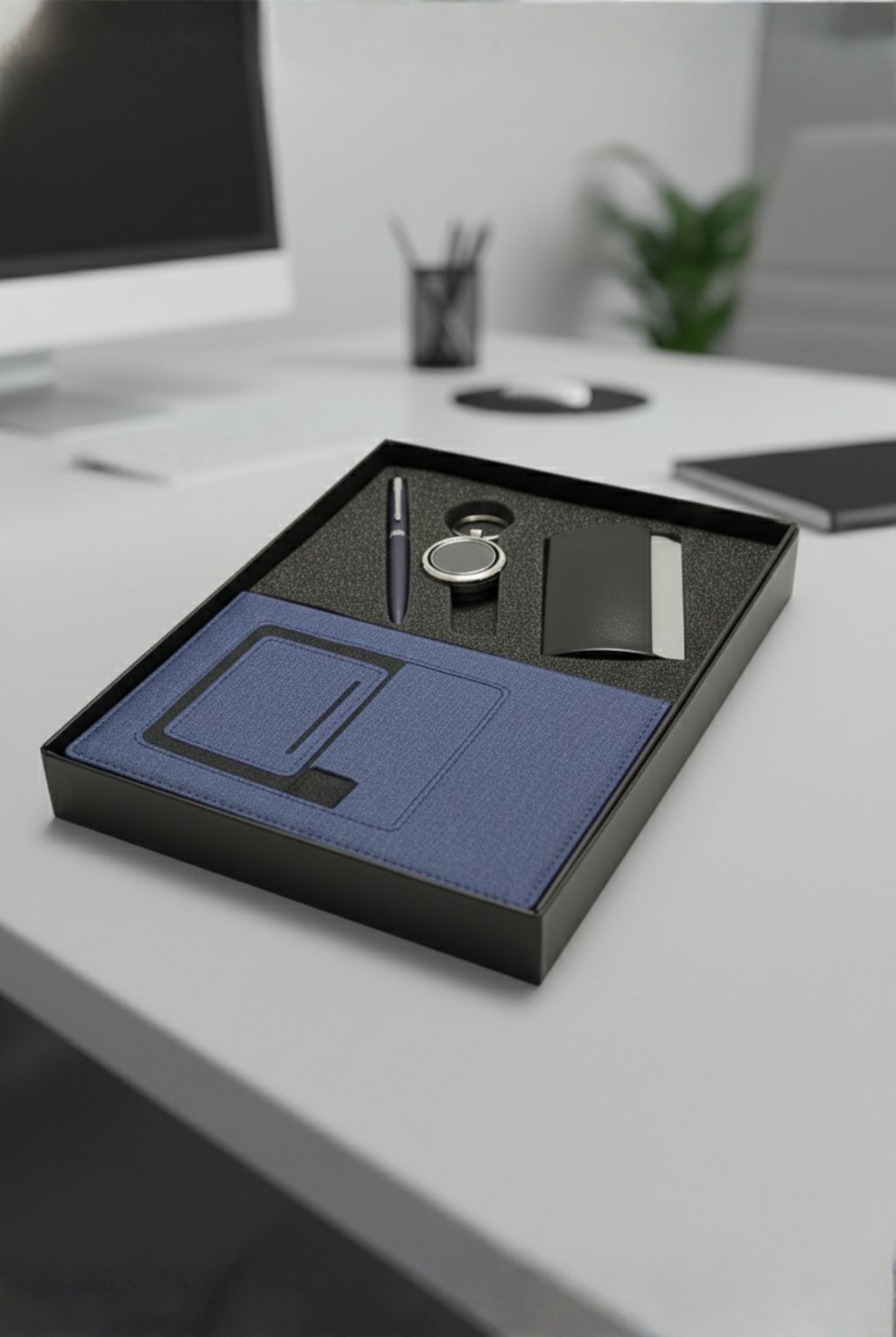 Executive 4-in-1 Corporate Gift Set with Diary, Pen, Keychain & Card Holder