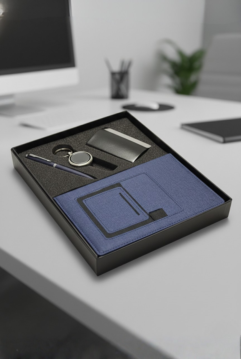 Executive 4-in-1 Corporate Gift Set with Diary, Pen, Keychain & Card Holder